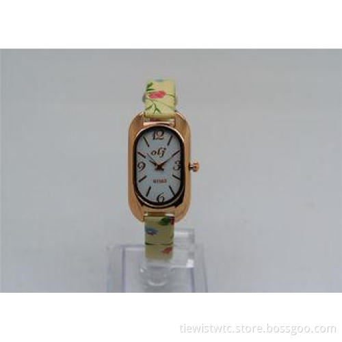 Narrow Ladies Wrist Watches printing Stainless steel back P